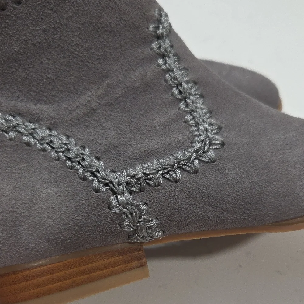 Jack Rogers Charcoal Suede Ankle Booties Sz6m Leather Upper New Without Tag